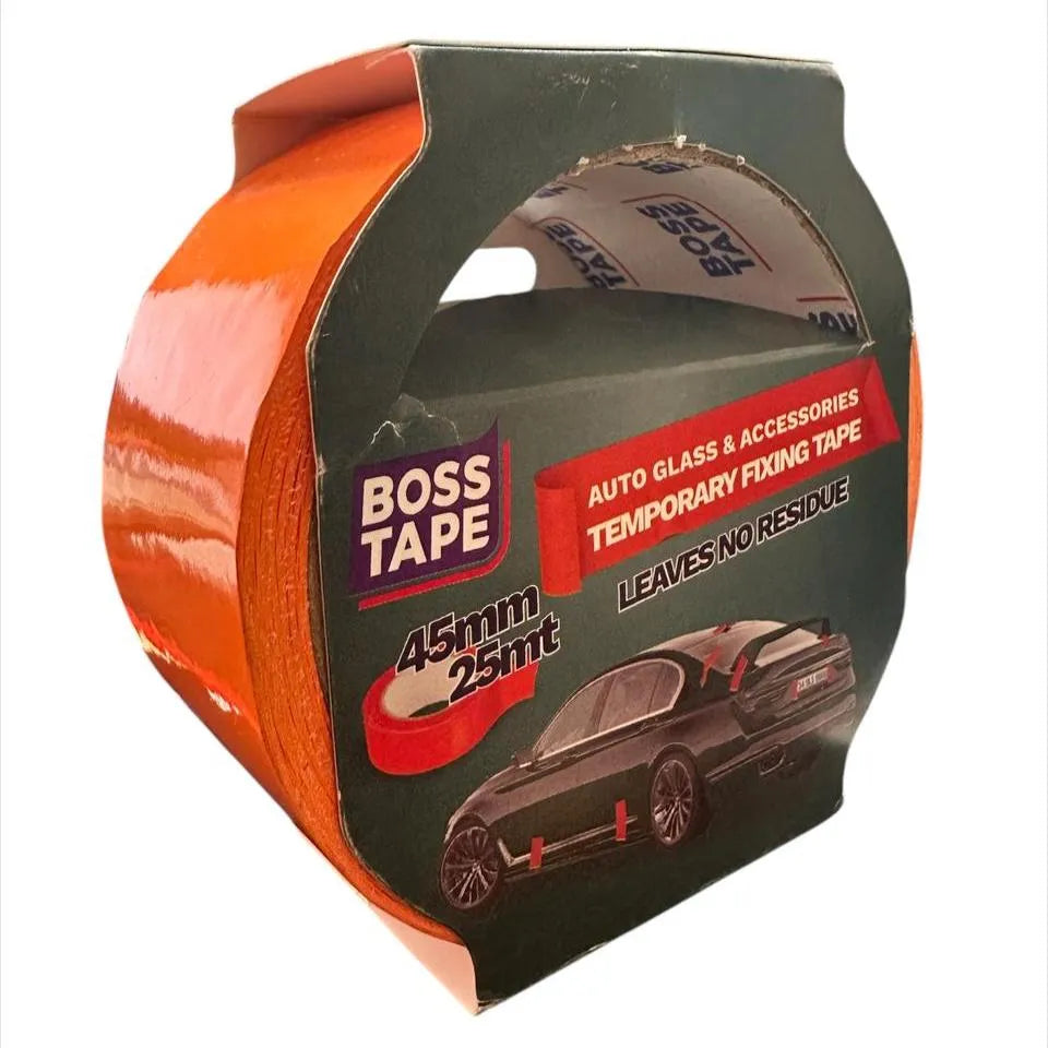 BOSS TAPE Ruban de fixation temporaire en PVC orange pour vitres automobiles et accessoires 45mmx25m - SQES