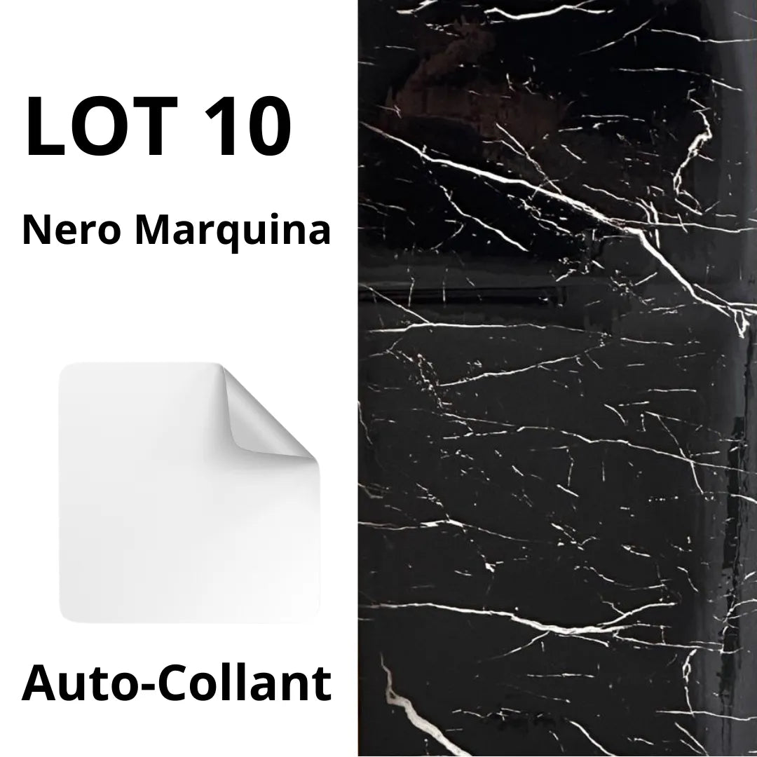 Panneaux muraux autocollants (10 pcs) - Carreaux Marbre NERO MARQUIRA - 30cmx60cm بديل الرخام - SQES