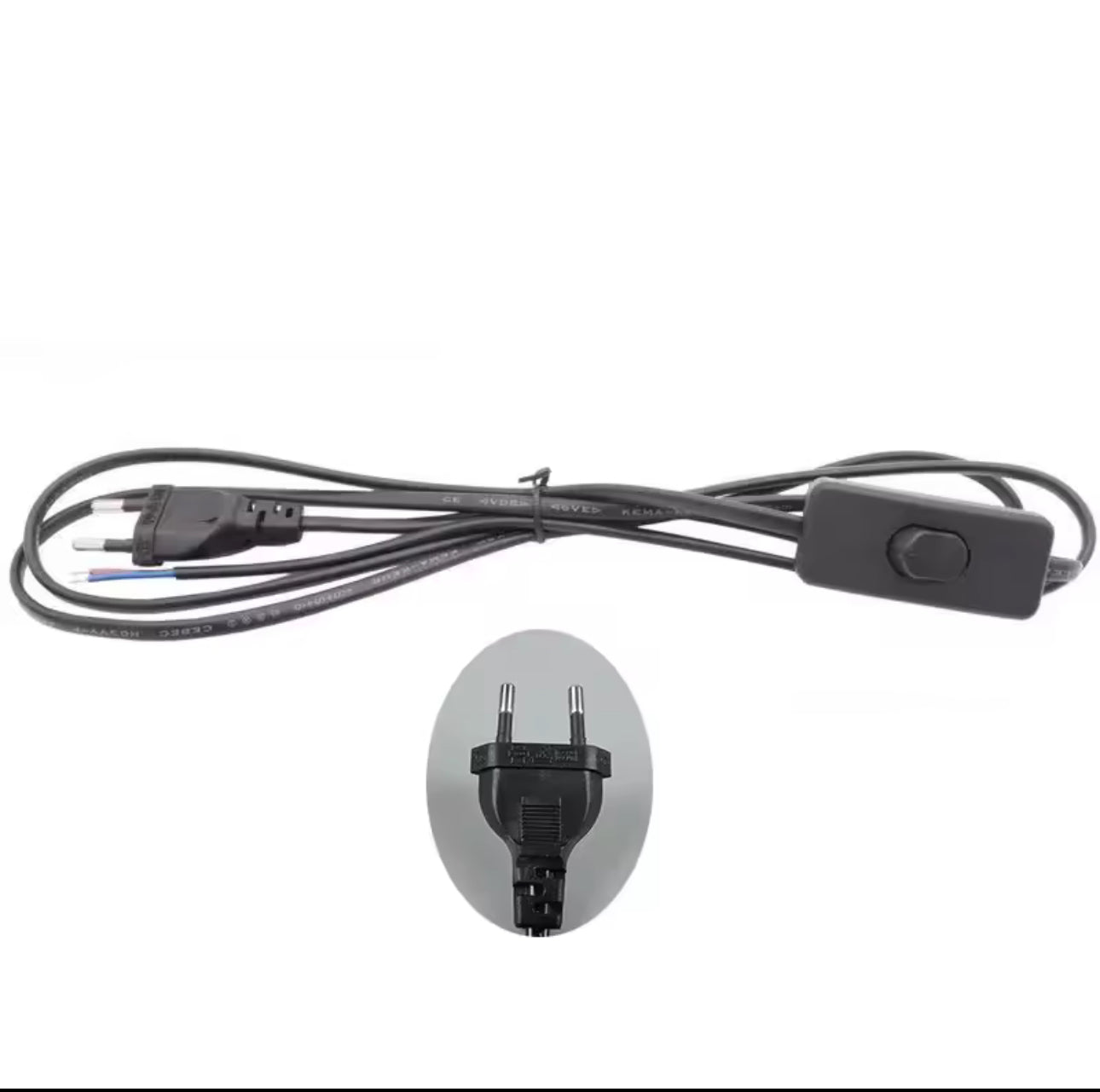Câble d’alimentation pour veilleuse avec interrupteur long 1,5m noir - SQES