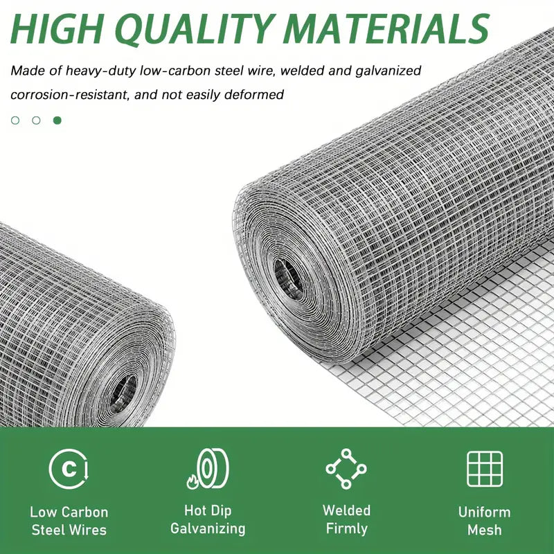 Grillage de cage à Poules Galvanisé Rouleau de 10 mètres – Maille 25x25 pour Jardin - SQES