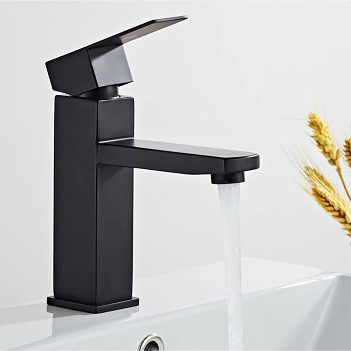 Mitigeur Lavabo + Vidage FRAMO E500 Noir Mat - Robinetterie Italienne Premium