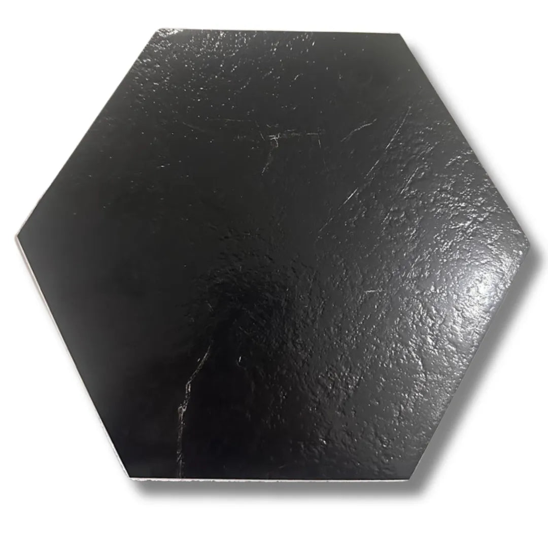 Panneaux autocollants de sol en PVC (6 pcs) imperméables et antidérapants hexagonaux 23cmx20cm, Noir - SQES