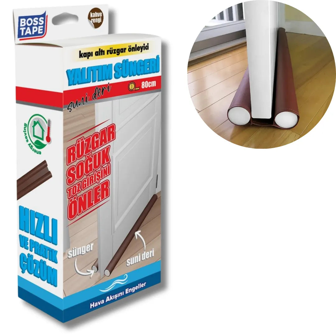 BOSS TAPE Boudin de Porte Isolant Froid, avec Double Joint en simili Cuir MARRON - SQES