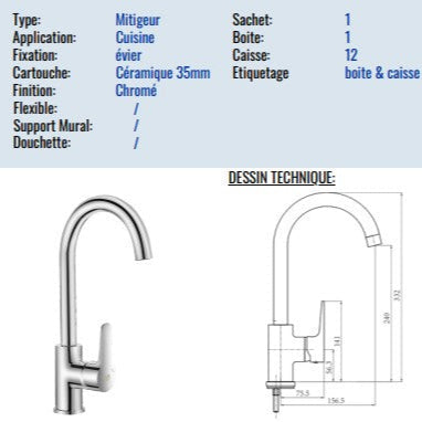 Flr Mitigeur evier Cuisine- Gamme Reponse - MT9005