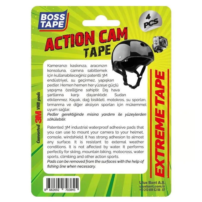 BOSS TAPE Ruban adhésif pour fixer camera d'action (4pcs) 45mmx35mm - SQES