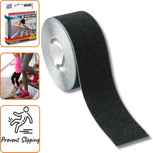 BOSS TAPE Ruban anti-dérapant adhésif au sol pour escaliers Noir 50mmx5m - SQES