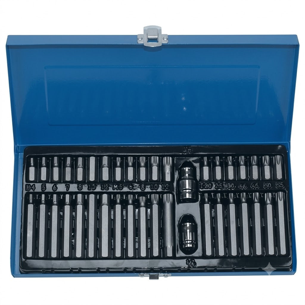 Coffret de 40 embouts de vissage ADEGSO AD-30055 — 40pcs Screwdriver Bits Set hexagonal Torx Spline boîte métallique | SQES Tunisie