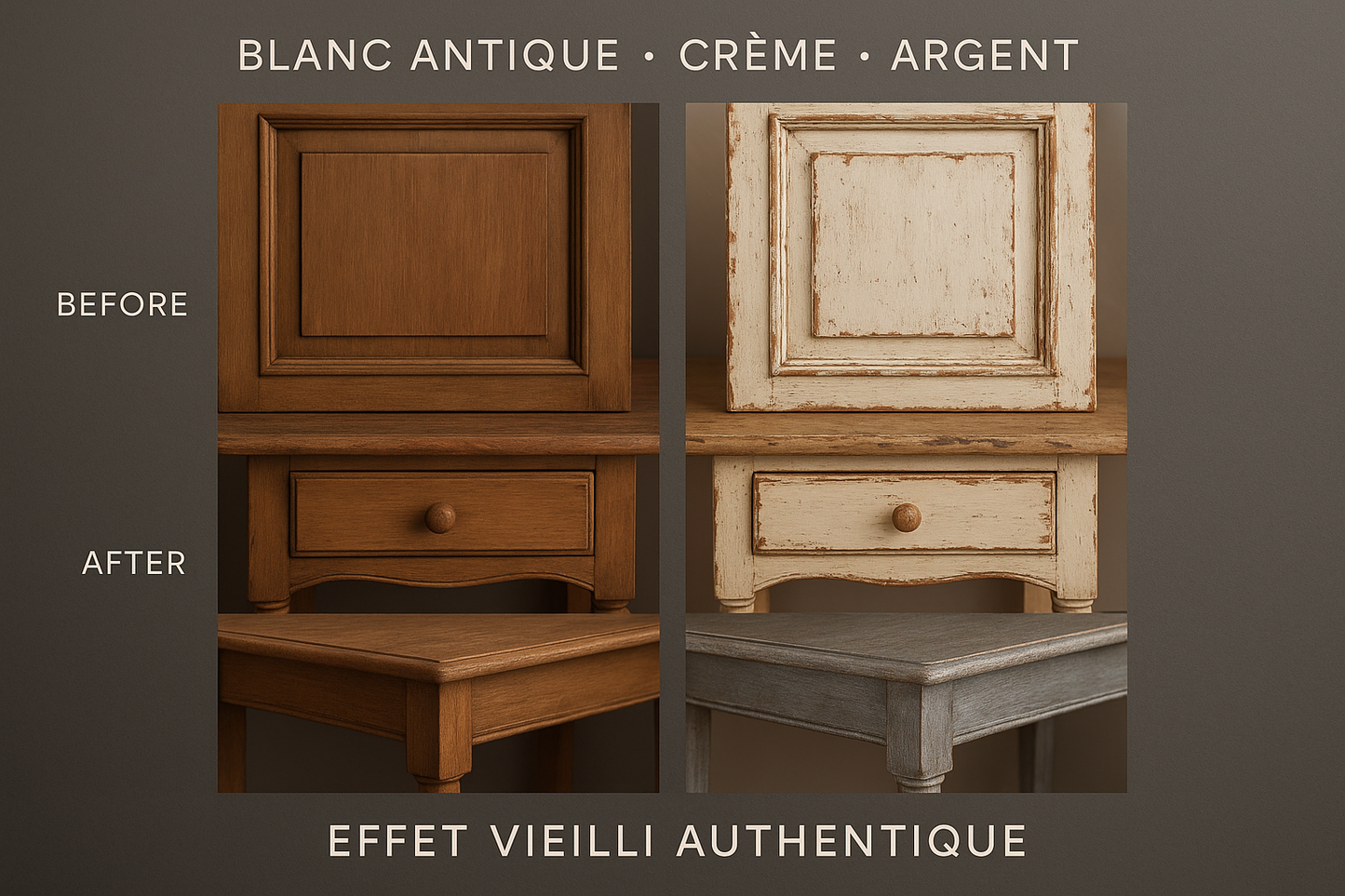 3 couleurs patinage - Blanc antique, Crème, Argent