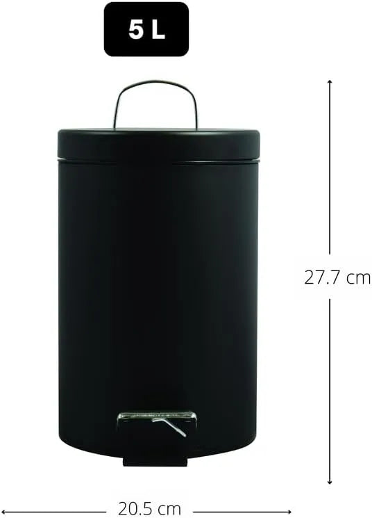 Poubelle à pédale - NOIR MAT - 5 litres - SQES