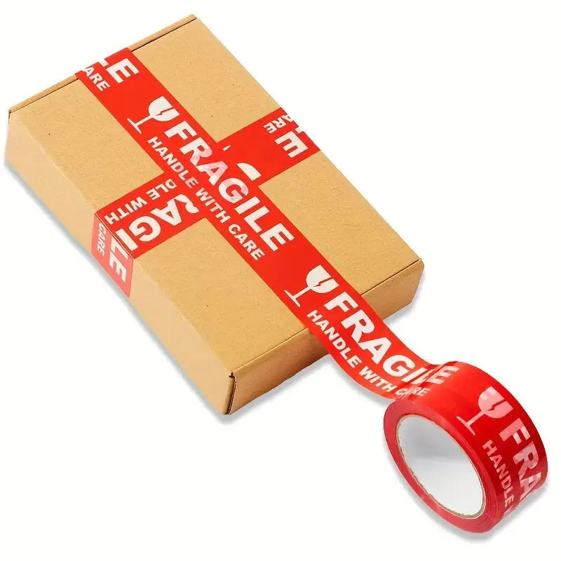LOT 6 Rubans adhésif imprimé Fragile 50mmx66mt-Rouge boss tape - SQES