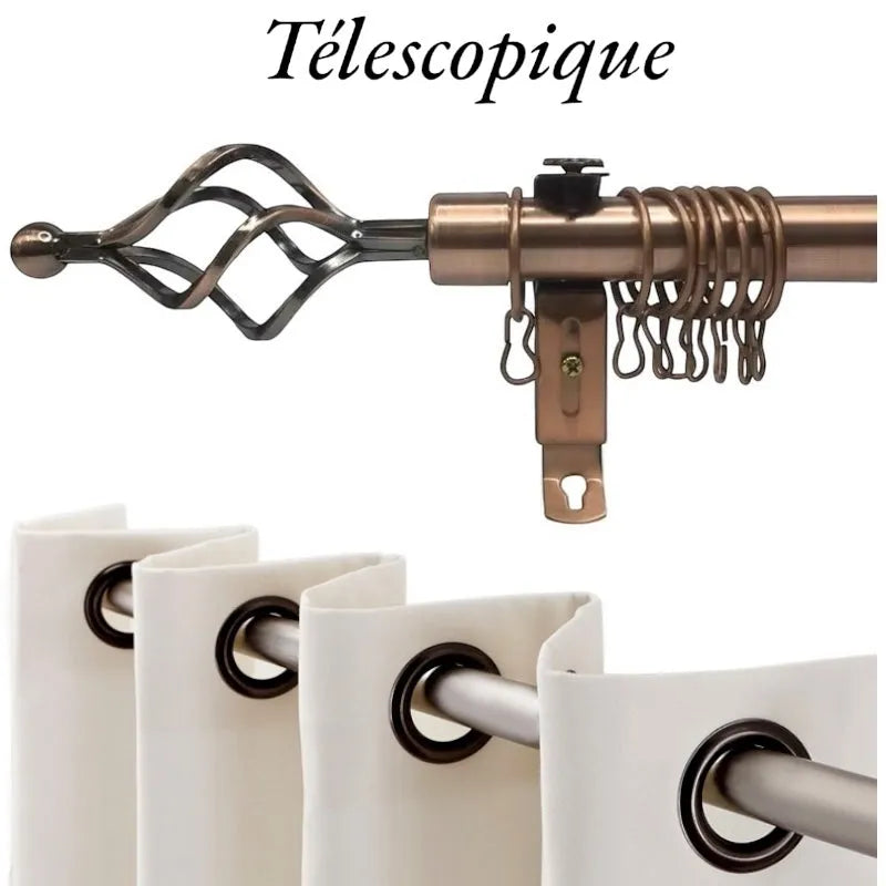 Tringle à Rideaux Extensible 121-213 Cm Noire - Alliage Aluminium Diamètre 25 Mm - Charge 15 Kg