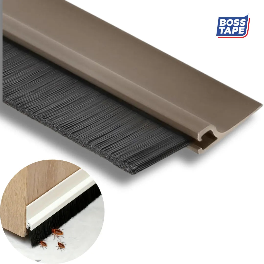 BOSS TAPE Boudin de Porte MARRON, Baguette à brosse en PVC Adhésive - SQES