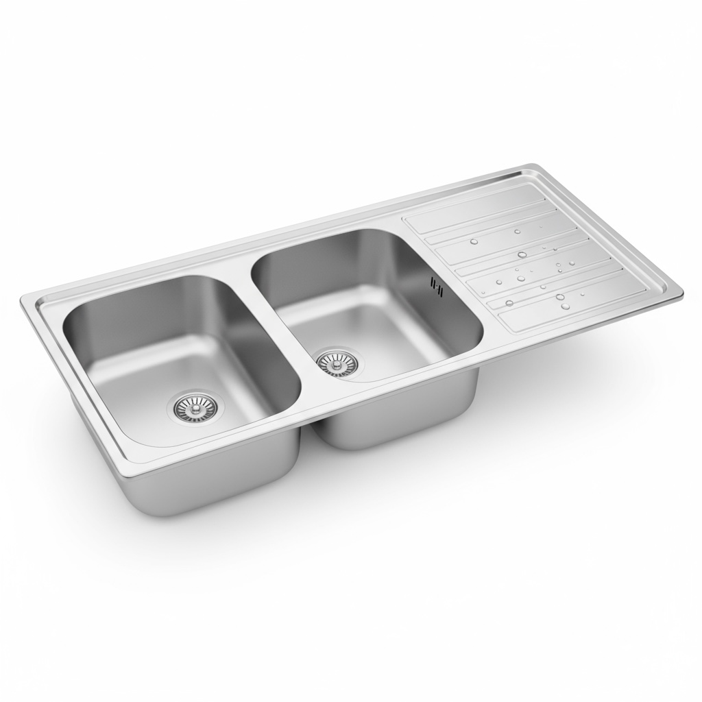 Evier Inox 120x50 cm - 2 Cuves + Égouttoir Encastrable | Banka Sinks