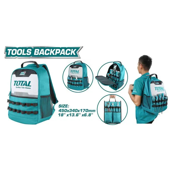 TOTAL Sac a dos - Porte outils professionnel - THBP0201 - 45 cm - 8KG - SQES