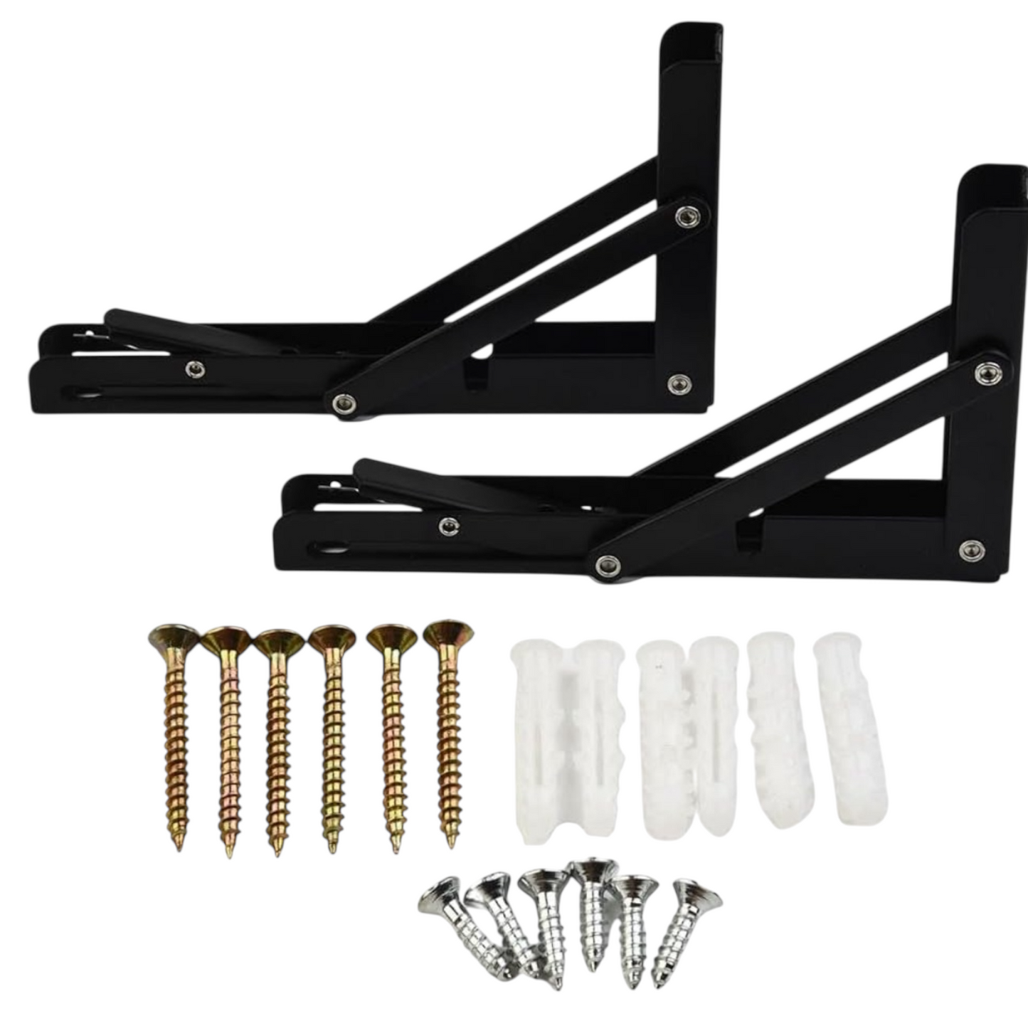 Support Étagère Pliante Noir en Inox – Pack de 2 Consoles - 19 CM