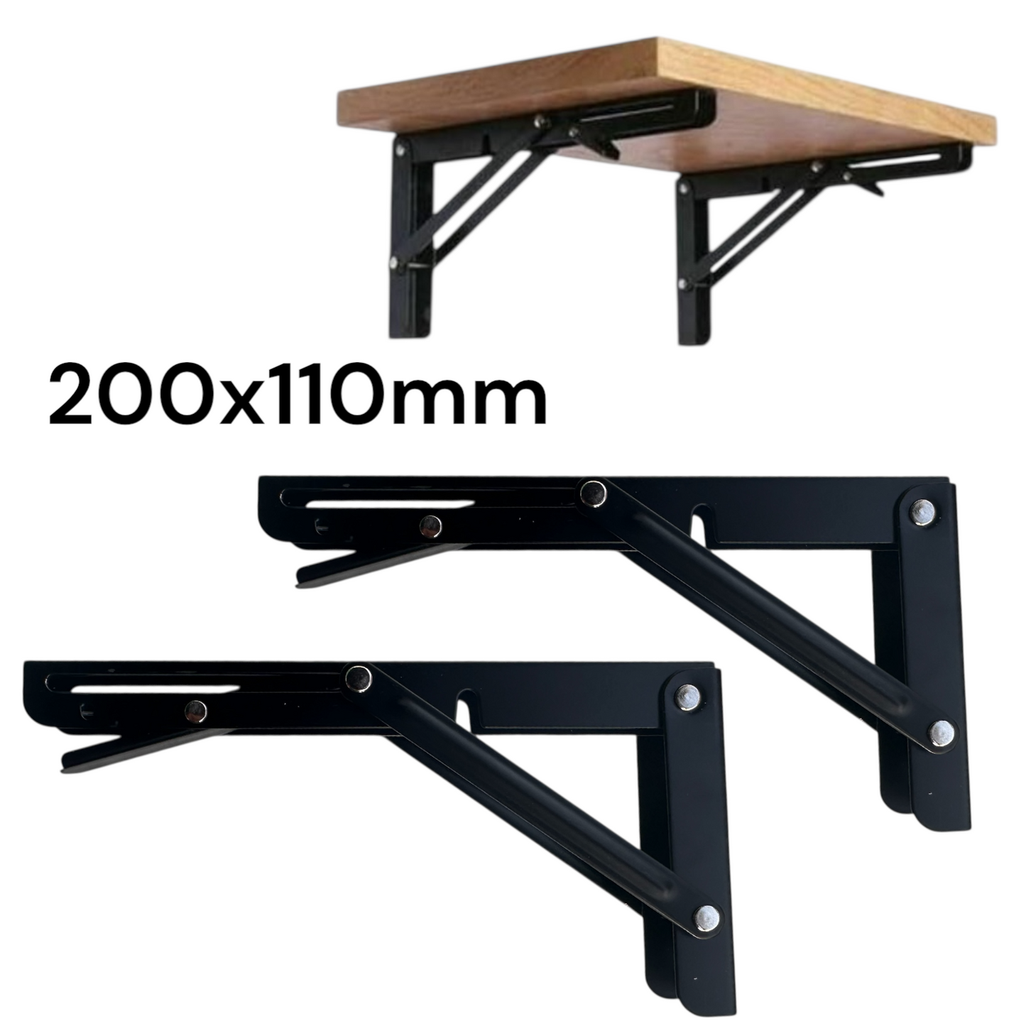 Support Étagère Pliante Noir en Inox – Pack de 2 Consoles - 19 CM