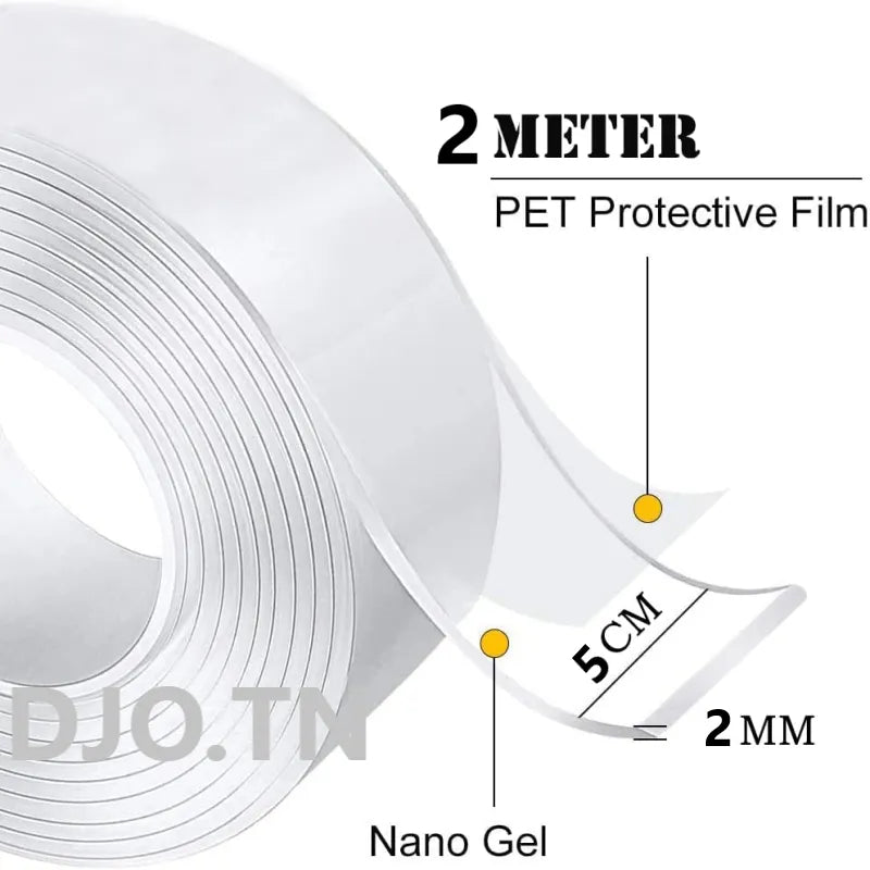 Scotch Magique Transparent, Double Face 2mm x 5cm x 2m, Nano tape - SQES