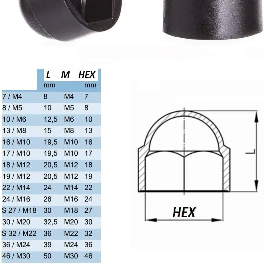 Cache de Finition, de Protection et Sécurité pour Vis Écrou - 20 pcs NOIR - SQES