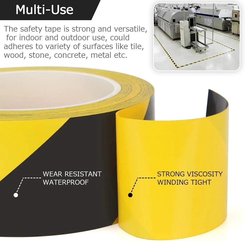 BOSS TAPE Ruban adhésif pour marquage au sol JAUNE/NOIR 48mmx25m - SQES