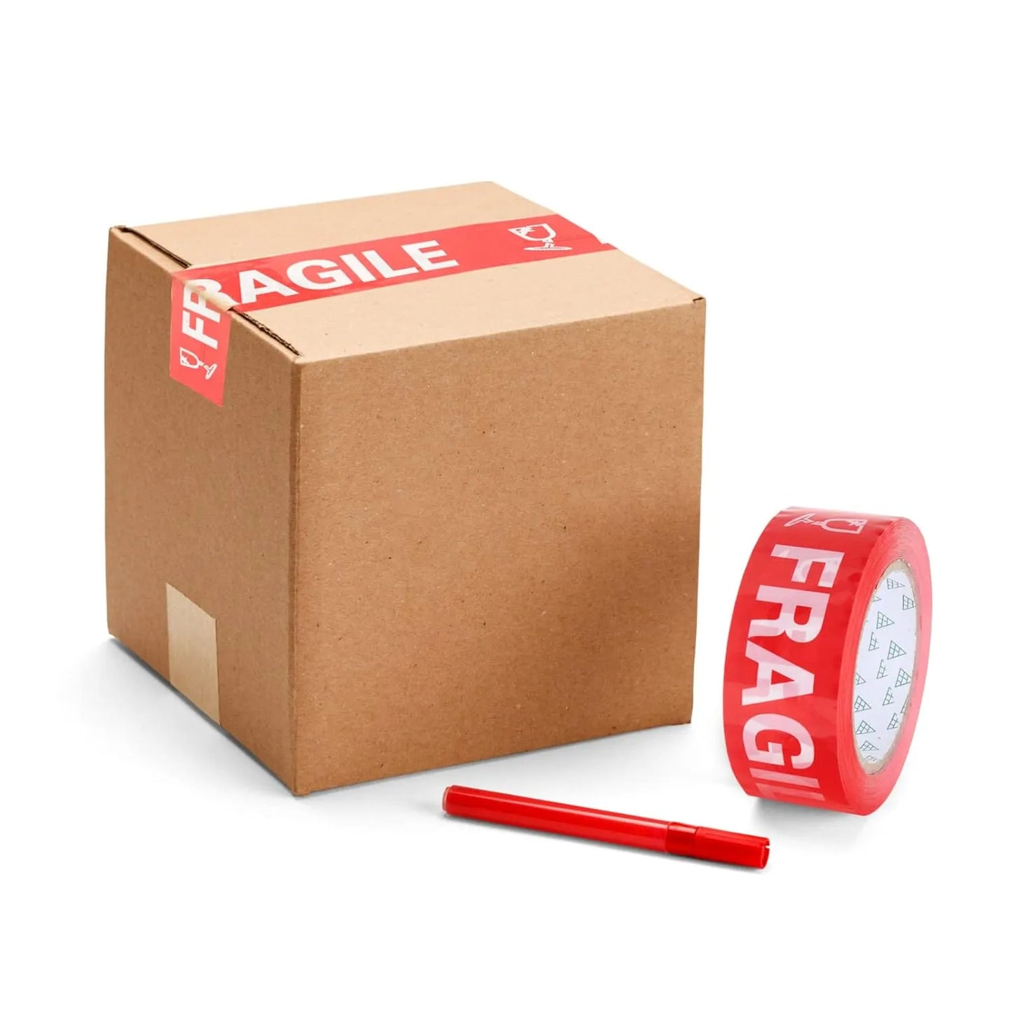 LOT 6 Rubans adhésif imprimé Fragile 50mmx66mt-Rouge boss tape - SQES