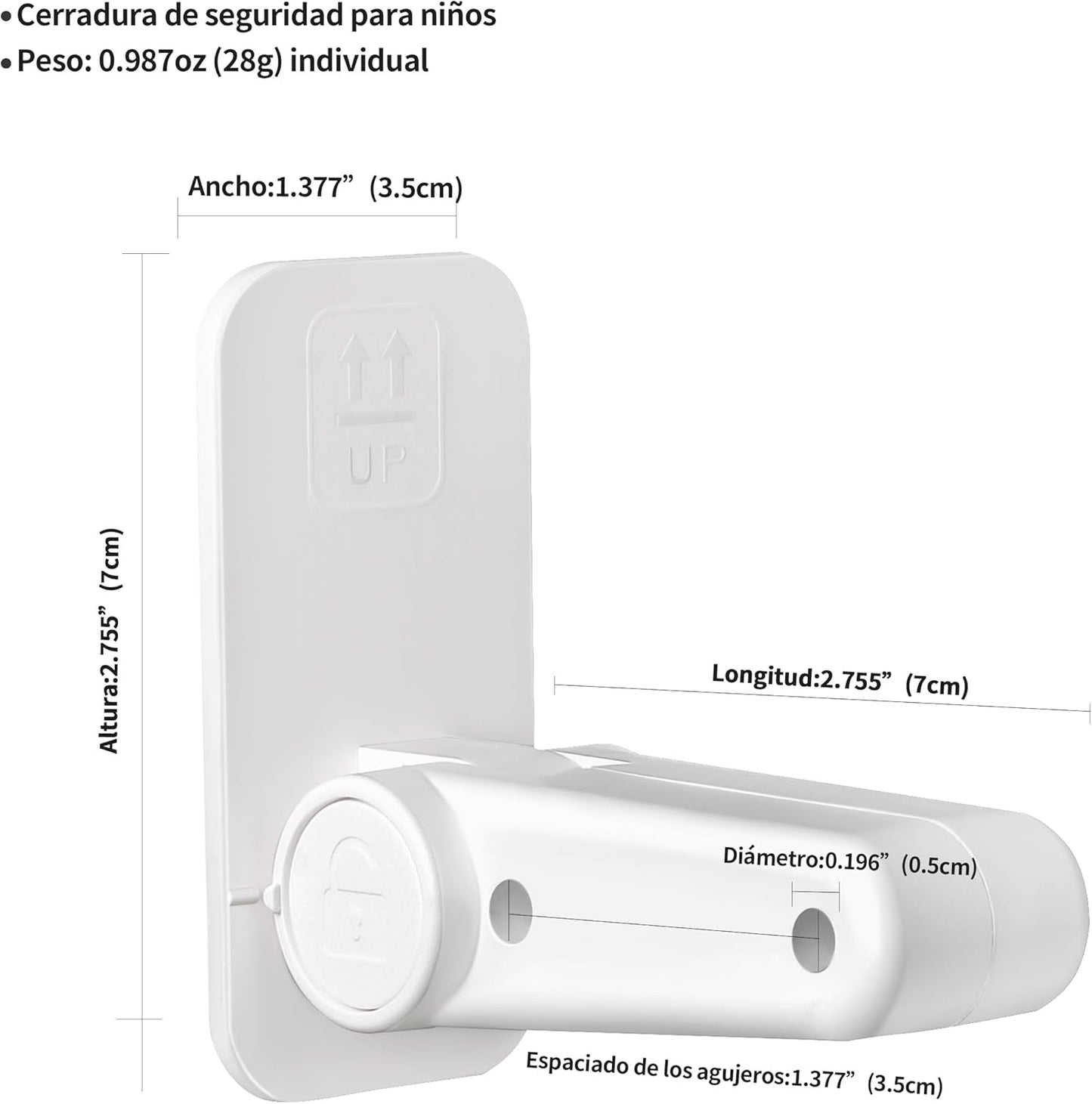 Serrure porte levier sécurité enfant adhésif blanc