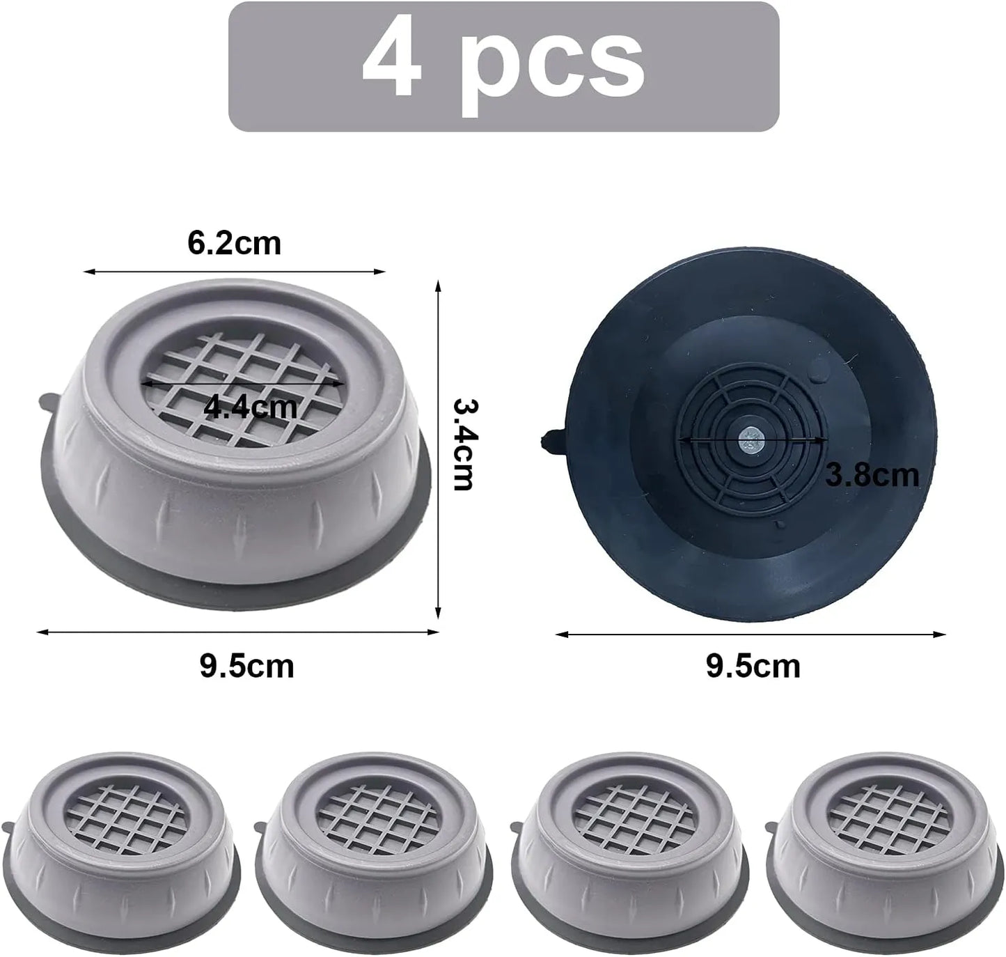 Pied Anti Vibration Machine a Laver Patins, Coussinets de Machine à Laver, Pieds de Machine à Laver, set de 4 Amortisseurs Anti-Vibrations - SQES