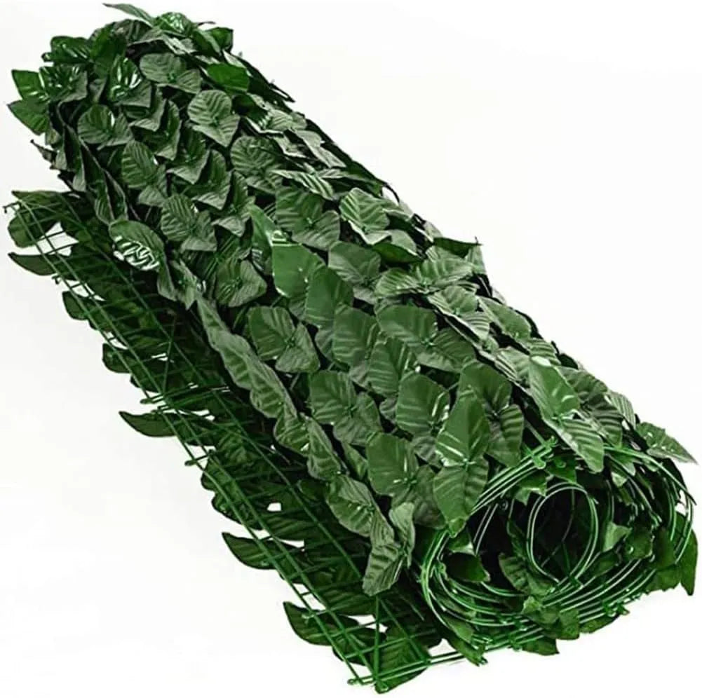 Rouleau de Filet Brise-Vue Brise-Vue avec Feuilles et Lierre synthétique Anti-Chute pour Garage, terrasse, Balcon, Jardin, extérieur, Vert foncé - SQES