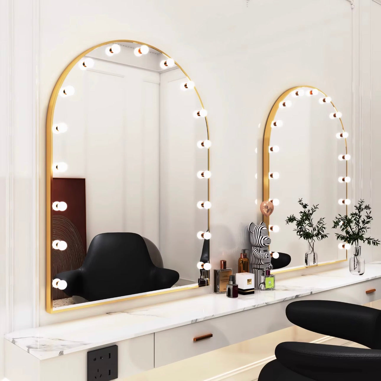 Miroir Hollywood LED Salle de Bain – Cadre Doré