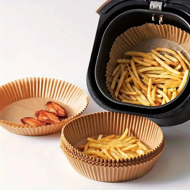100 Feuilles Papier Airfryer 20cm - Anti-Adhésif Jetable Pour Friteuse à Air