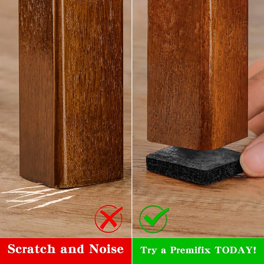 Patin feutre adhésif carré 32x32mm marron antidérapant pour meubles SQES