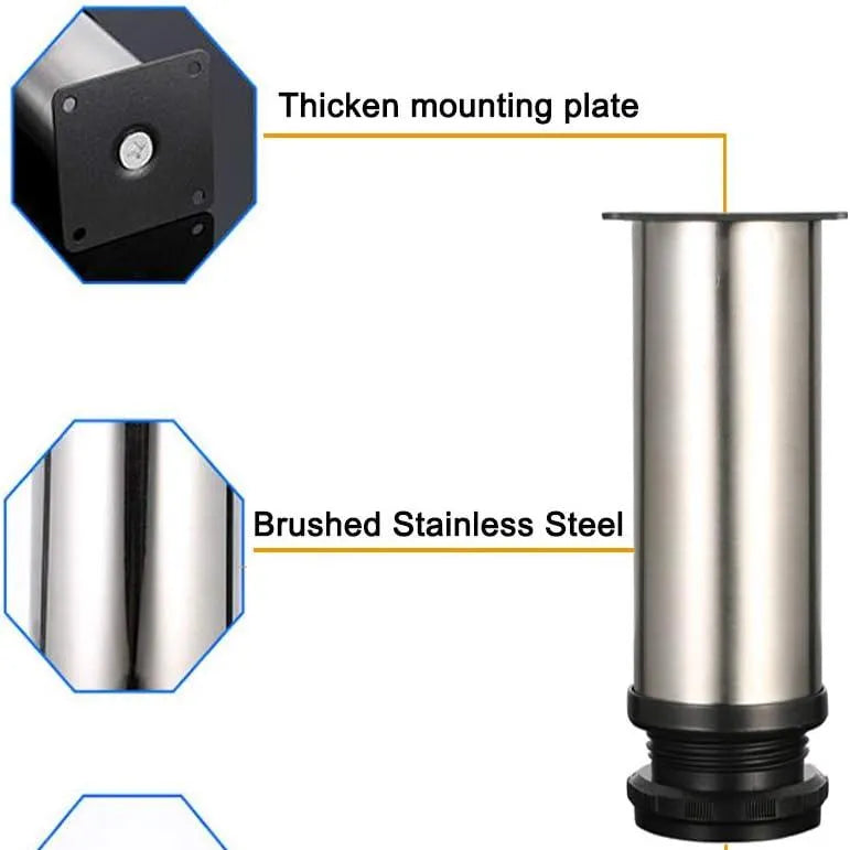 Lot de 4 Sabots de meuble - Pieds Armoire réglable - 10cm inoxydable - SQES