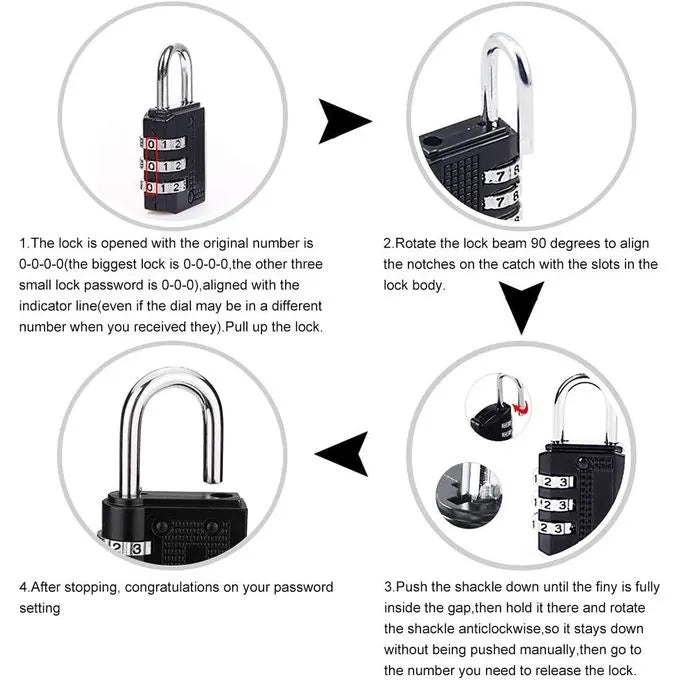 Cadenas à code de sécurité à combinaison à 3 chiffres - SQES