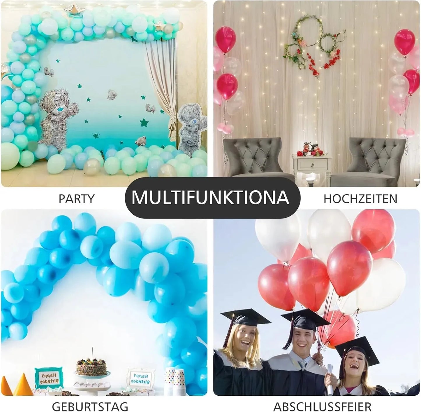 BOSS TAPE Ruban de pastille pour ballons - double faces pour décoration anniversaire - fetes (100pcs) - SQES