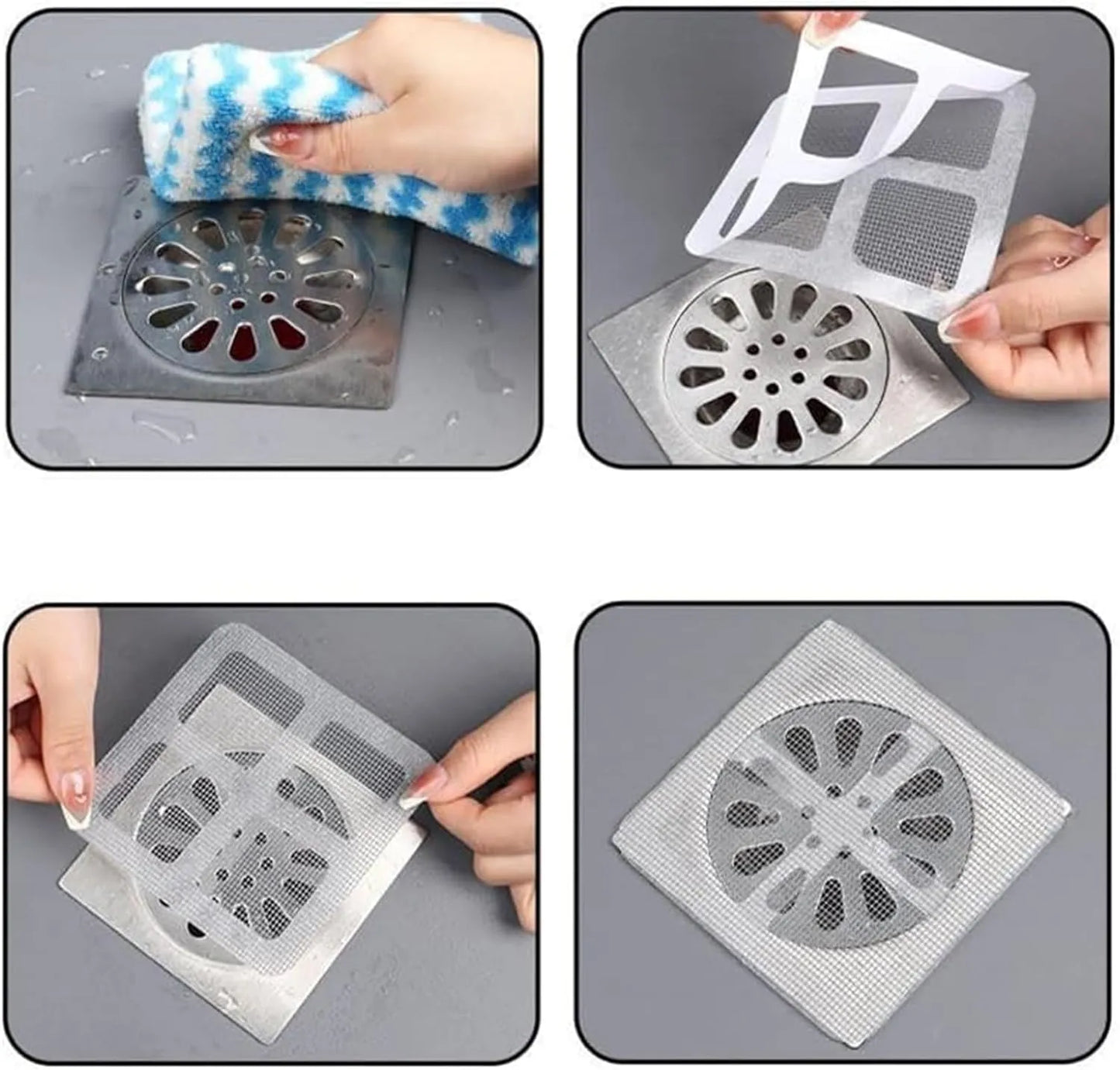 BOSS TAPE Pack 10 Filtre attrape-cheveux autocollants 11cmx11cm - SQES