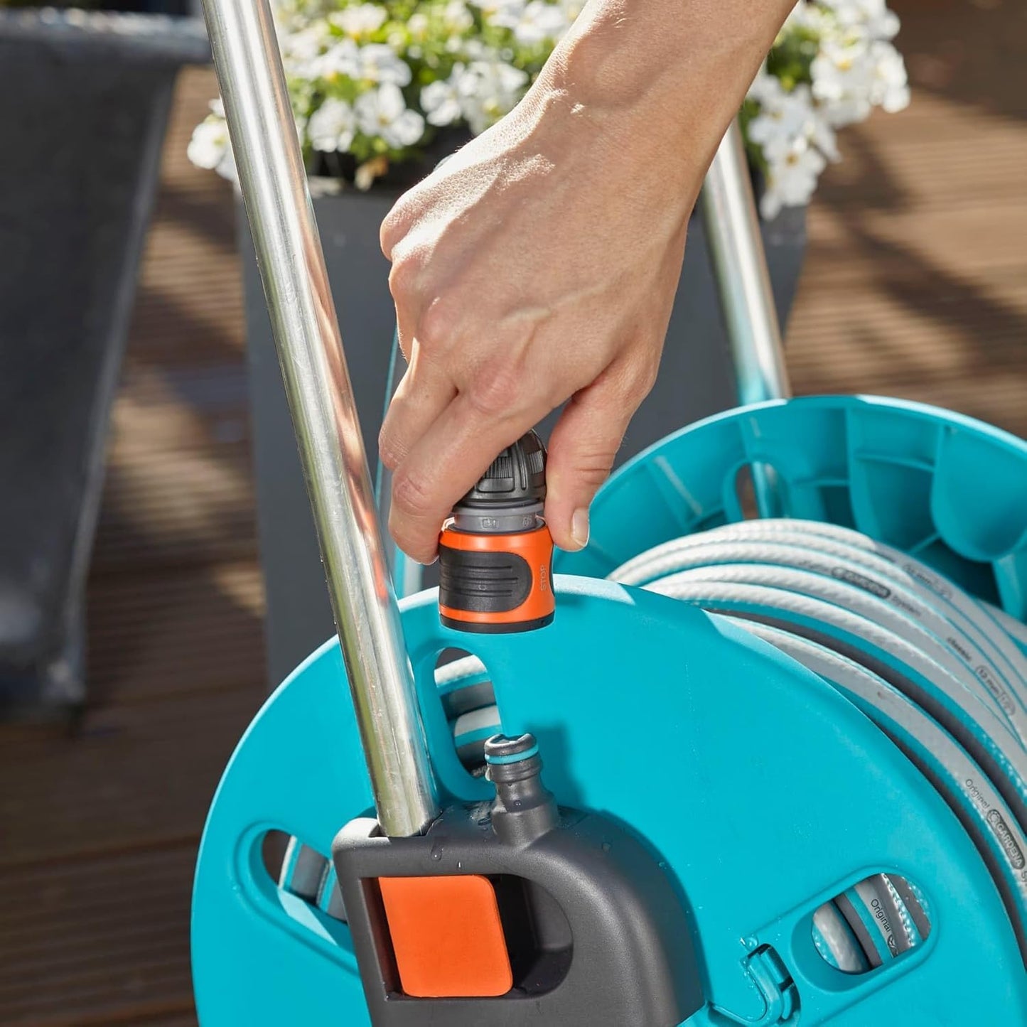 Dévidoir AquaRoll S Équipé, Enrouleur de Tuyau, 20 m de Tuyau 13mm GARDENA