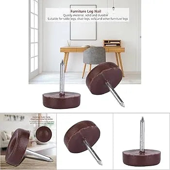 Patin glisseur à clouer diam 20 mm plastique - 50pcs Marron - SQES