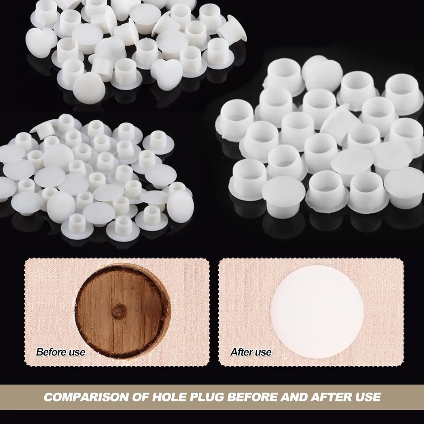 Bouche trou diam 8 mm plastique - capuchons pour trous de perçage - 100pcs - SQES