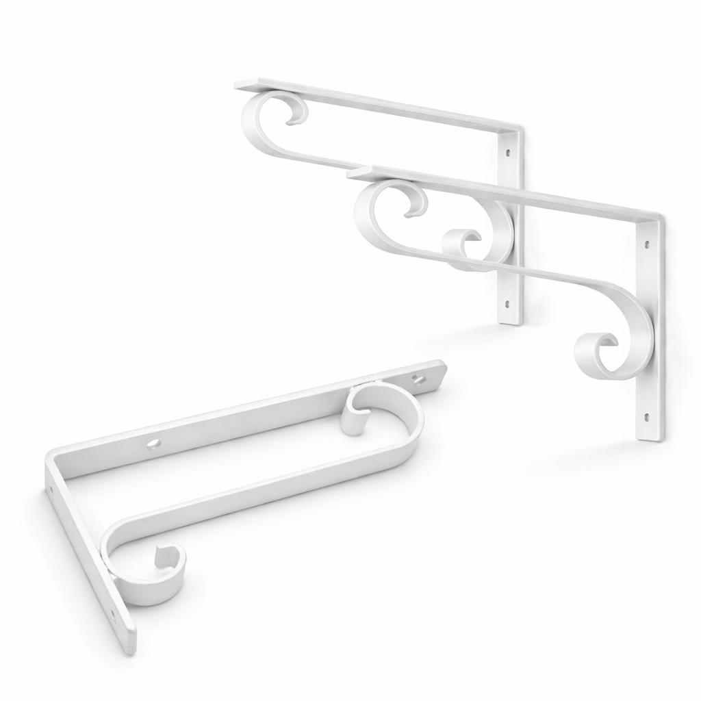 Support Étagère Fer Forgé Blanc – Pack 2