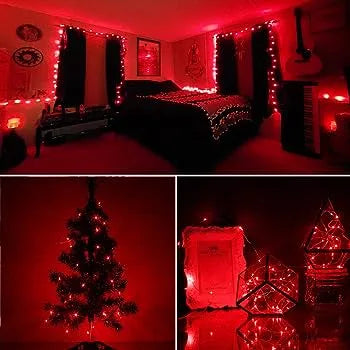 Guirlande De Fête Lumineuse Décorative Étanche Fil Multifonction 10 M - Rouge - SQES