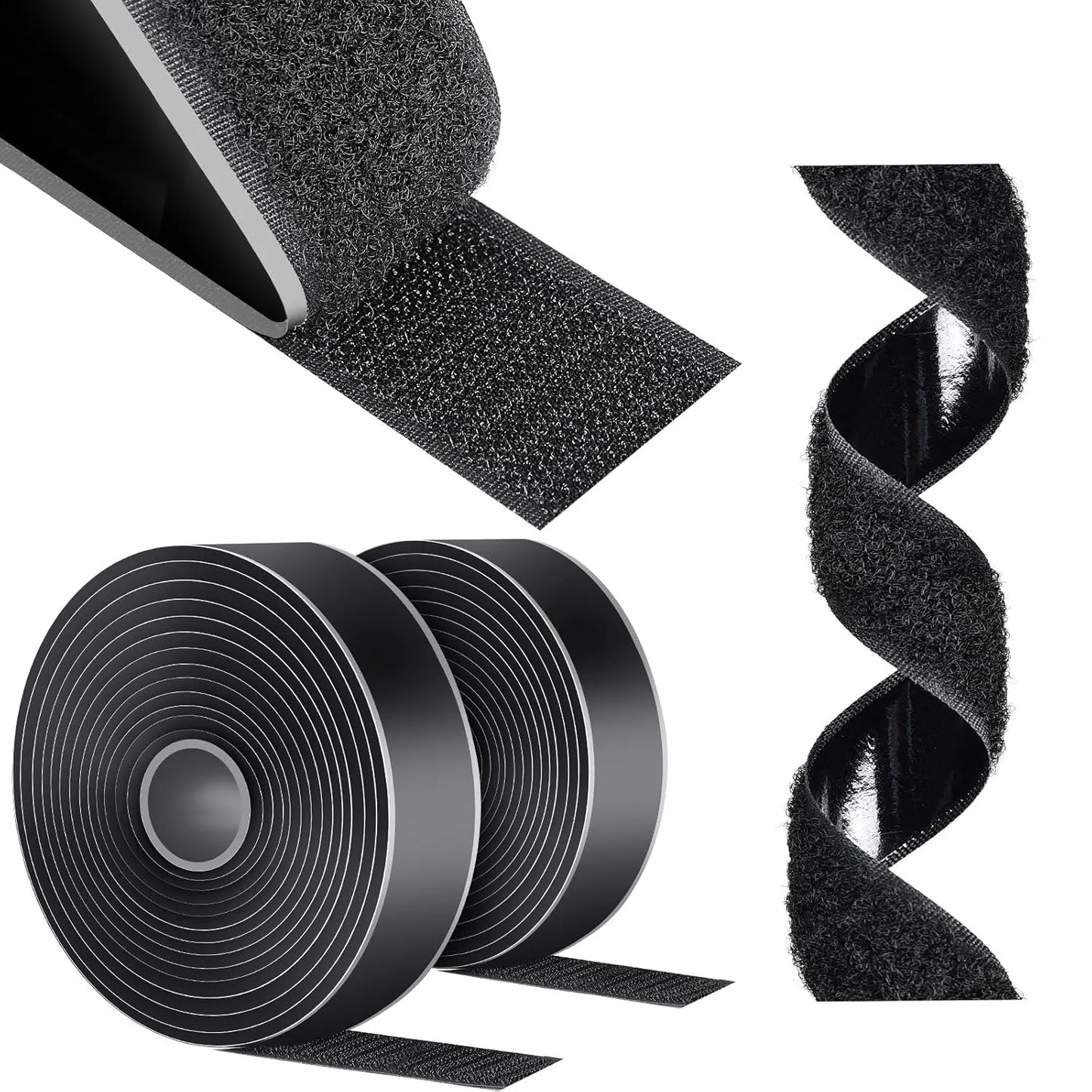 Scratch Autocollant Double Face, Ruban de 100cm x 2cm NOIR - SQES