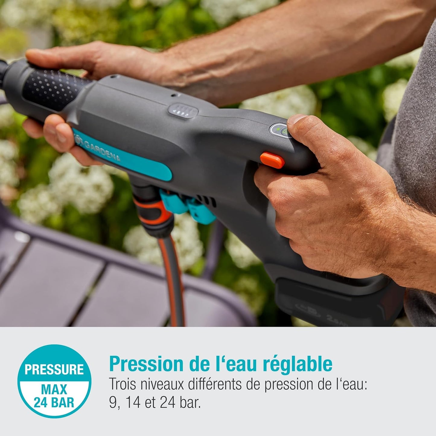 Nettoyeur Moyenne Pression AquaClean 24/18V P4A Avec Batterie GARDENA
