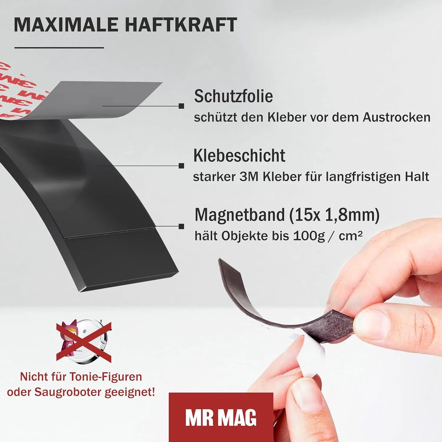 BOSS TAPE 3M Bande adhésif magnétique autocollante 20mmx1mt - SQES