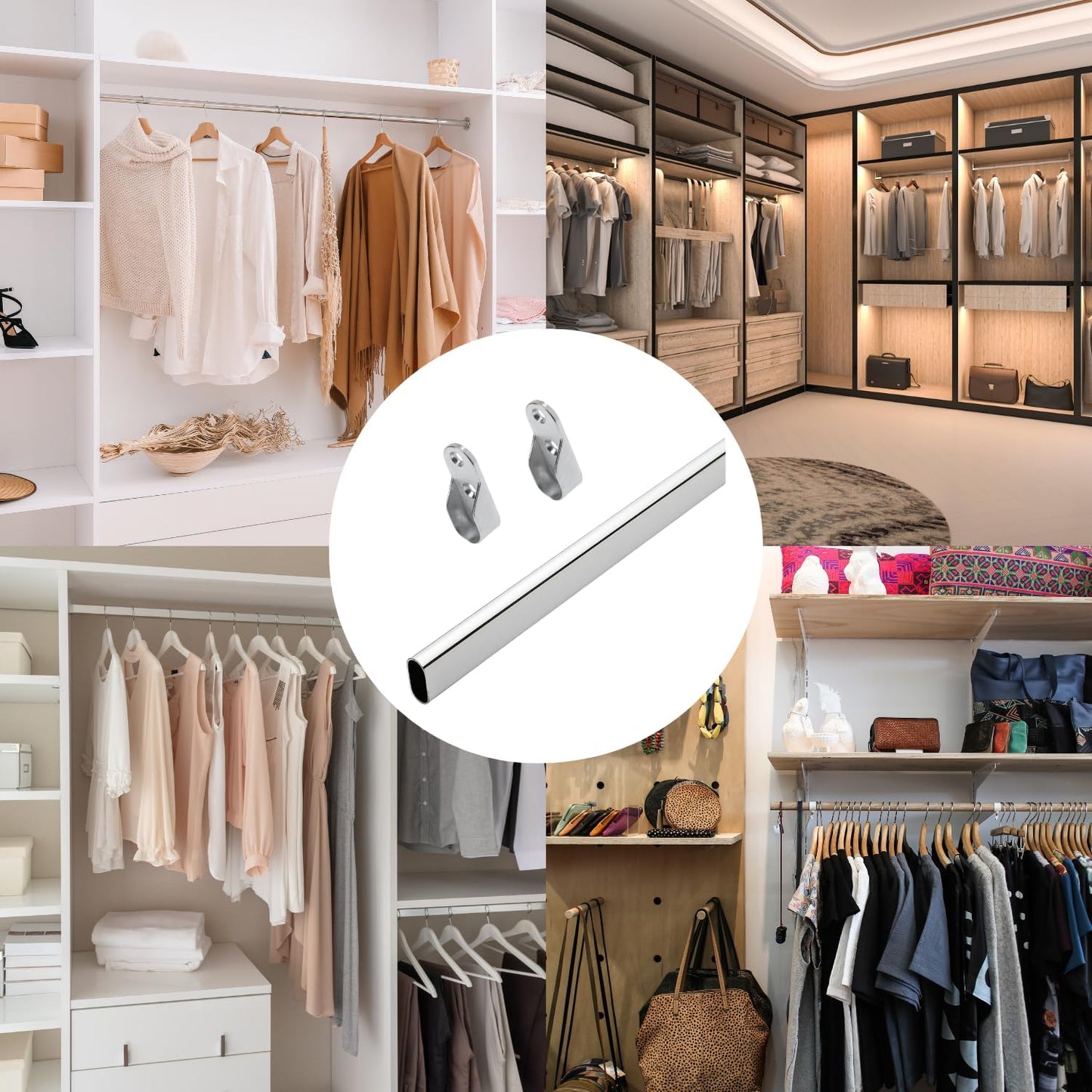 Tube Rond Chromé pour Cintres Armoire et Dressing