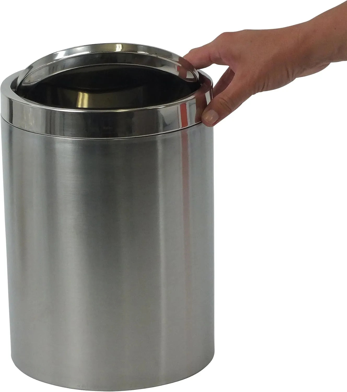 Poubelle de bureau à couvercle basculant - Chromé - 40lt - SQES