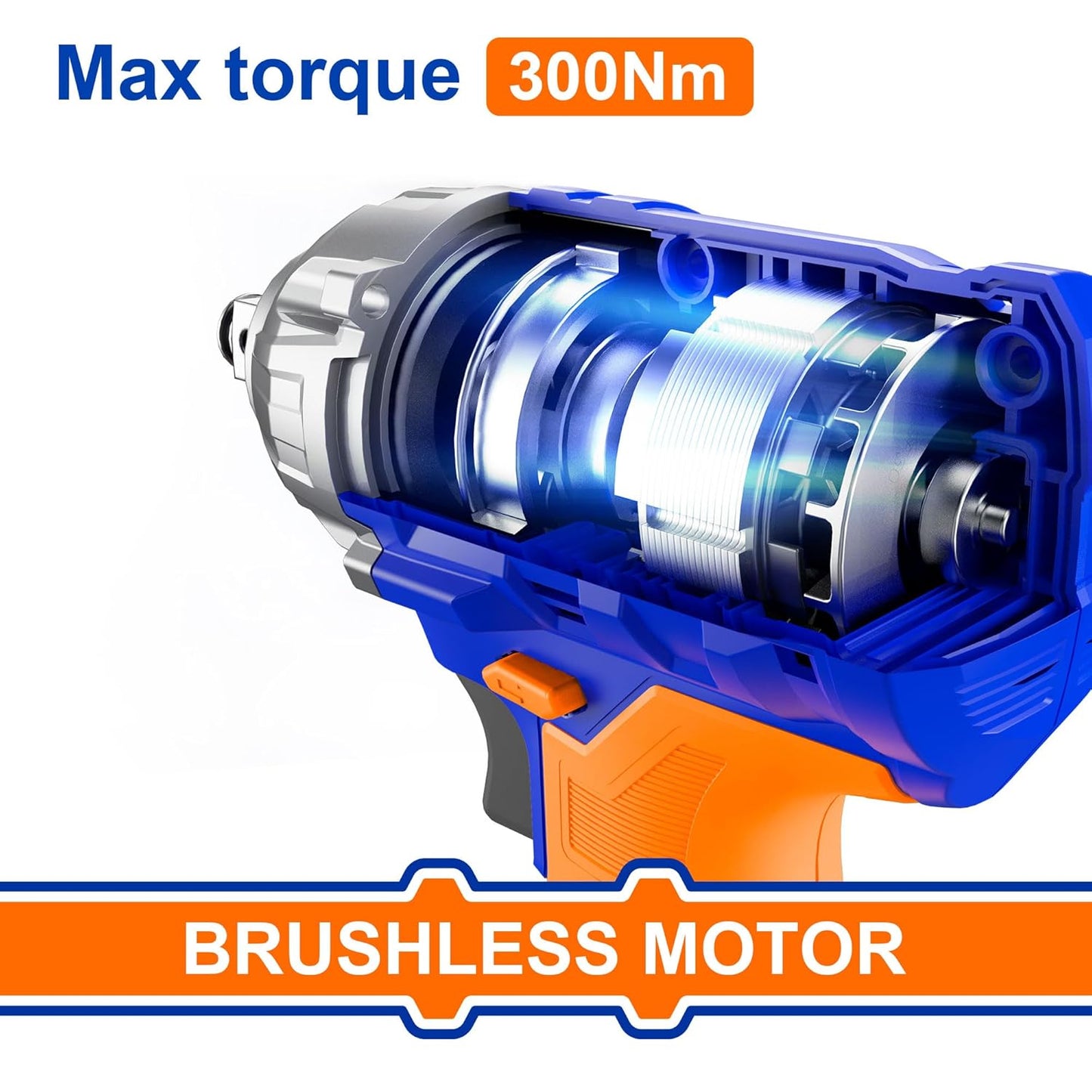 Boulonneuse Brushless – 20V, 600Nm, 2 Batteries, Coffret et Douilles - SQES