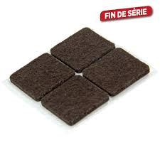 Patin feutre adhésif carré 32x32mm marron antidérapant pour meubles SQES