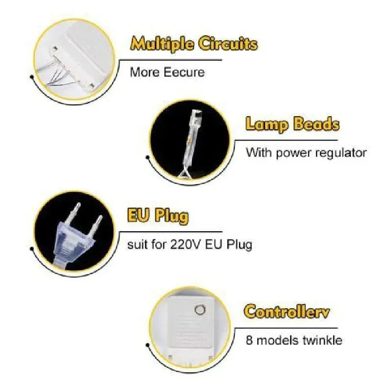 Guirlande De Fête Lumineuse Décorative - 20 M - Jaune - SQES