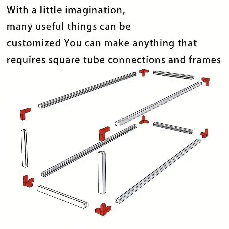 Connecteur de tube carrée 25mm 2 voies Noir - Lot 12pcs - SQES