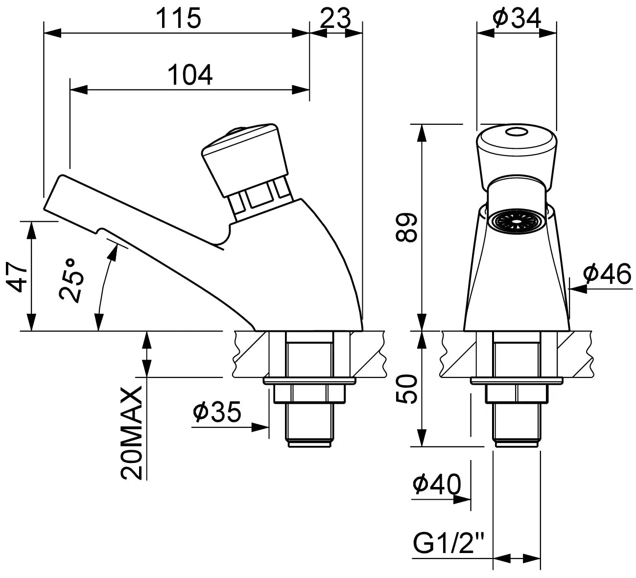 Robinet temporise monocommande avec minuterie pour lavabo – 9001 - SQES