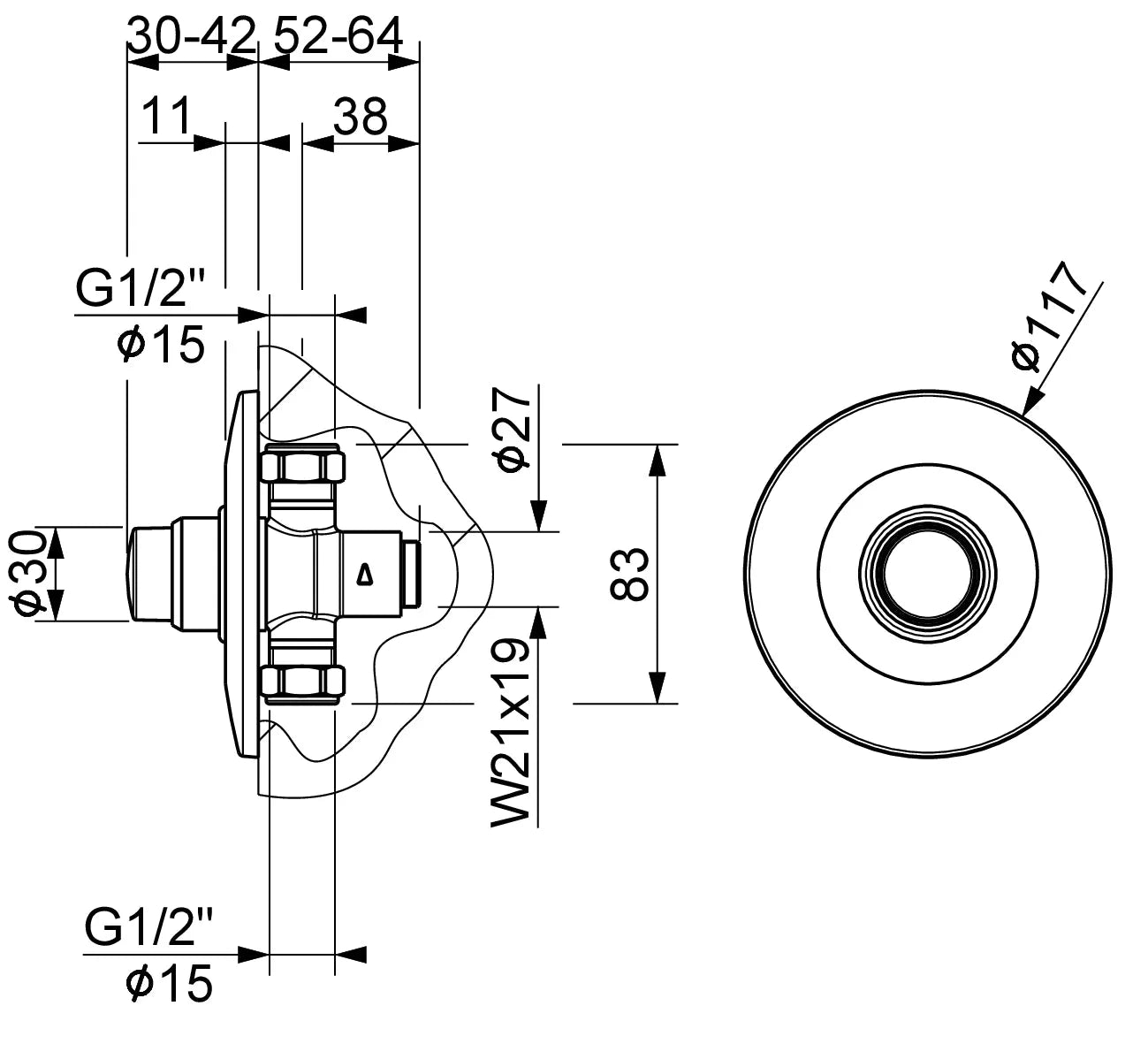 Robinet temporisé pour urinoir – Bouton poussoir Encastre 9005 - SQES